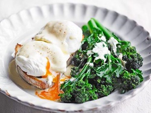 Purple Sprouting Broccoli, Poached Eggs & Hollandaise