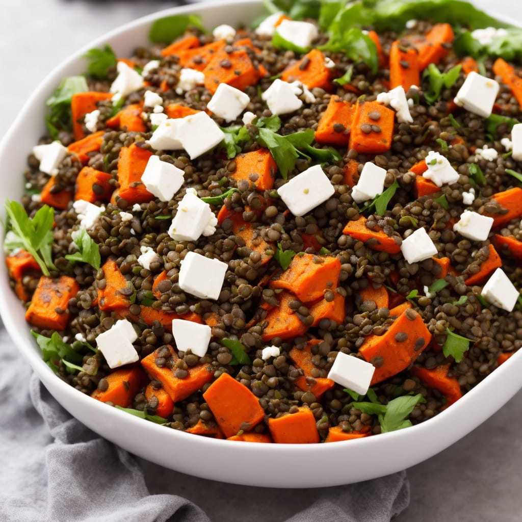 Puy Lentil, Spiced Roast Carrot & Feta Salad