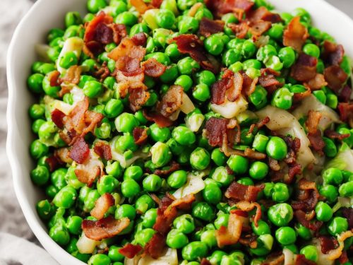 Quick Braised Lettuce, Peas & Bacon