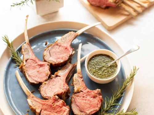 Rack of lamb with lentils & Jack-by-the-hedge sauce