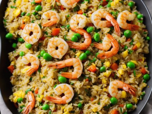 Rainbow Fried Rice with Prawns & Fried Eggs