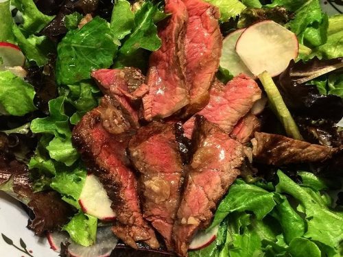 Rare Beef & Anchovy Salad with Rocket & Caesar Dressing