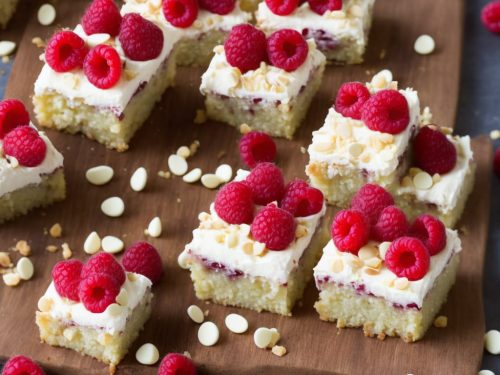 Raspberry & white chocolate traybake