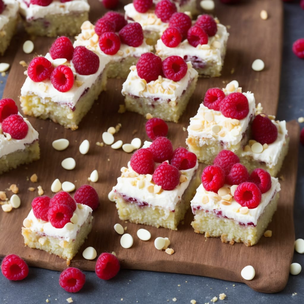 Raspberry & white chocolate traybake