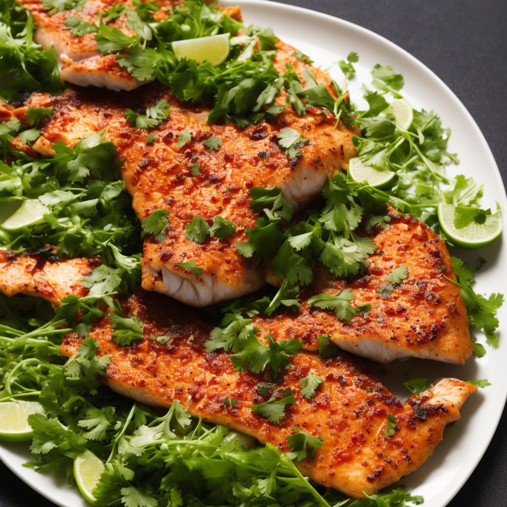 Red Spiced Fish with Green Salad