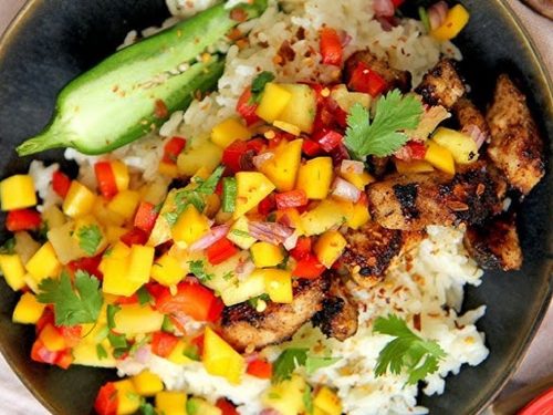 Rice & Peas with Mango Chicken