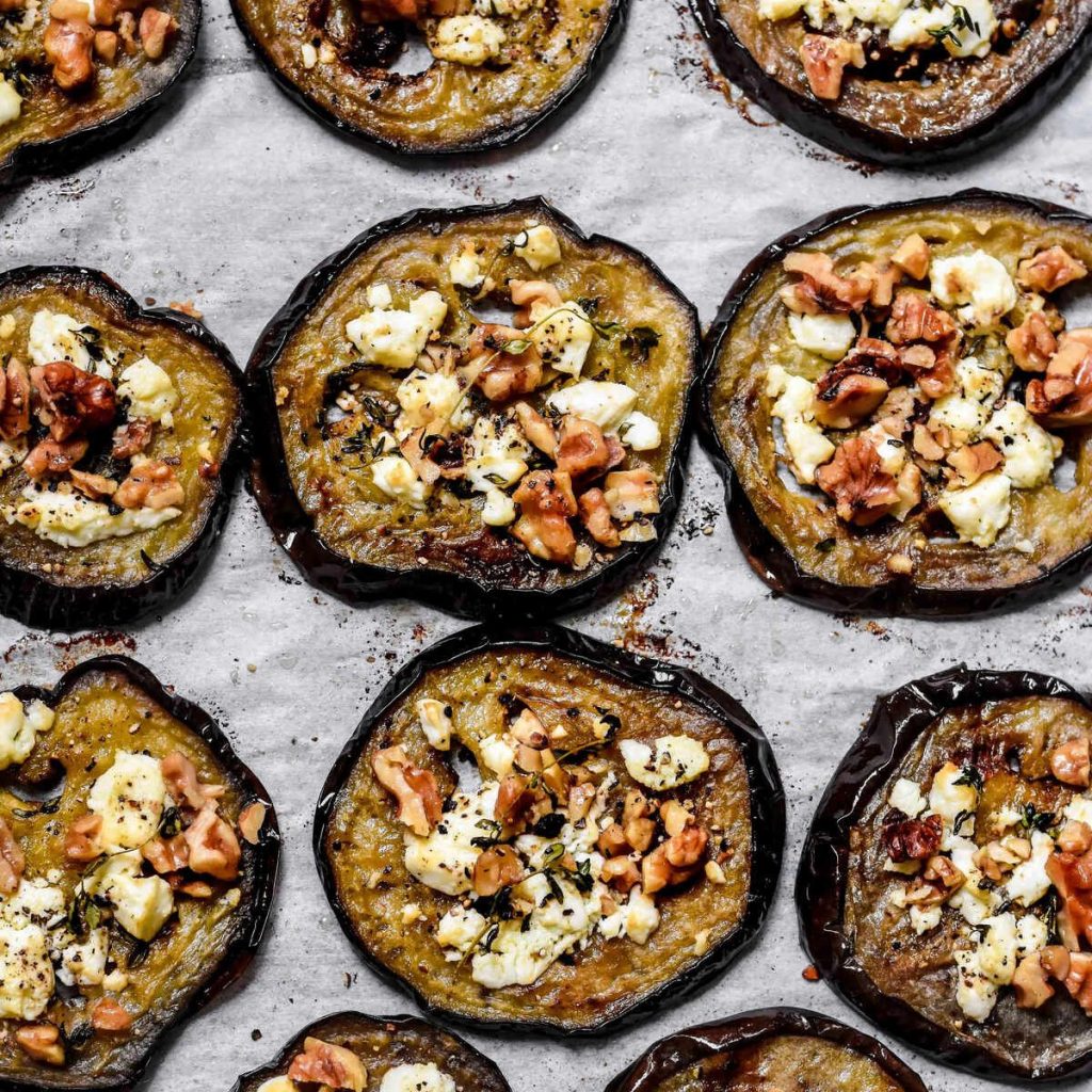 Roast Aubergine with Goat's Cheese & Toasted Flatbread