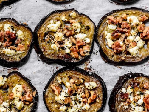 Roast Aubergine with Goat's Cheese & Toasted Flatbread