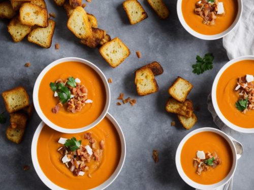 Roast Carrot Soup with Pancetta Croutons