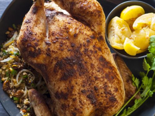 Roast Chicken with Couscous & Pine Nut Stuffing