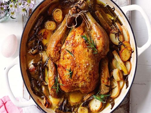 Roast Chicken with Leek, Tarragon & Goat's Cheese Stuffing