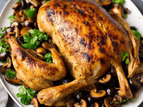 Roast Chicken with Wild Mushrooms & Garlic Butter