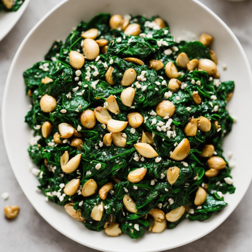 Roast Garlic & Tahini Spinach