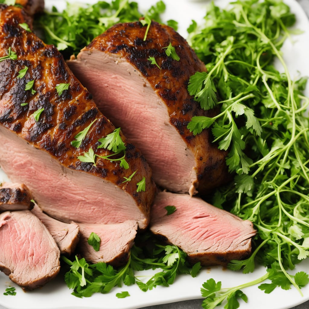 Roast leg of lamb with garlic & watercress butter