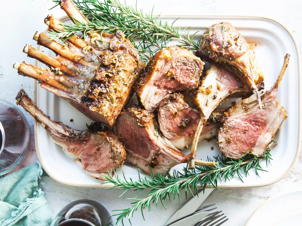 Roast rack of lamb with rosemary