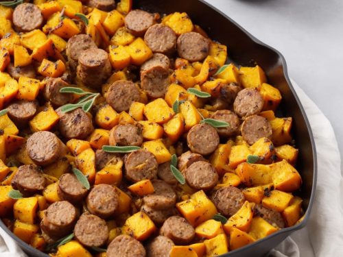 Roast Sausage & Squash with Mustard & Sage