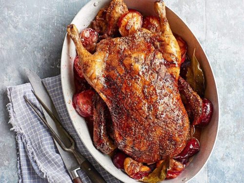 Roast Spiced Duck with Plums