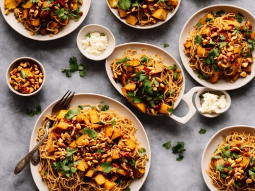 Roast Squash with Chilli & Peanut Noodles