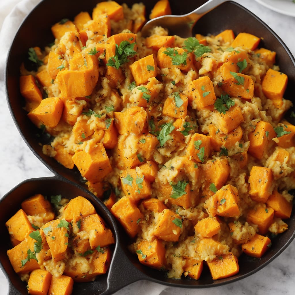 Roast Sweet Potato, Squash & Garlic Mash