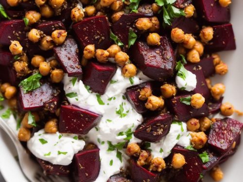 Roasted Beetroot with Za'atar, Chickpeas & Harissa Yogurt