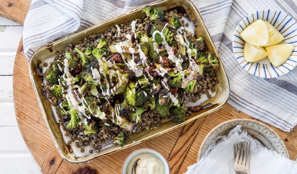 Roasted Broccoli, Puy Lentils & Tahini Yogurt