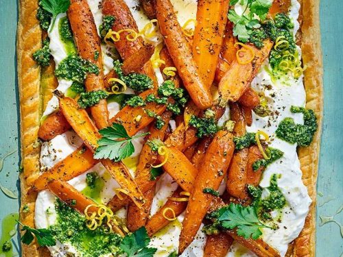 Roasted Carrot & Whipped Feta Tart