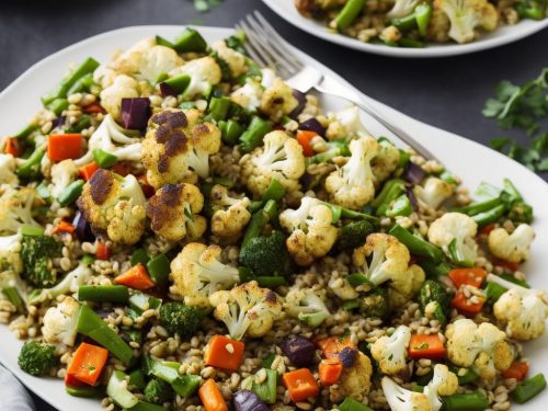 Roasted Cauliflower with Spring Veg & Barley Salad