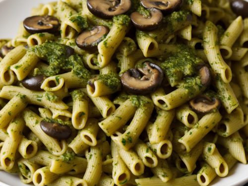 Roasted Chestnut & Herb Pesto Pasta with Mushrooms