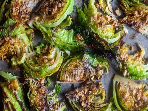 Roasted Hispi Cabbage with Garlic & Chilli Crumb