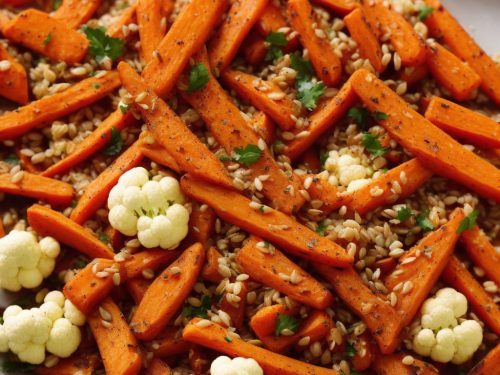 Roasted New Carrots, Cauliflower, Grains & Carrot-Top Dressing