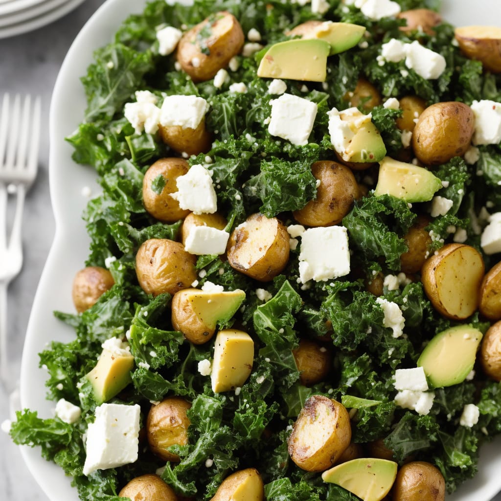 Roasted New Potato, Kale & Feta Salad with Avocado