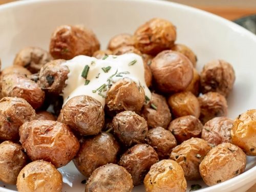 Roasted New Potatoes with Chilli Crème Fraîche