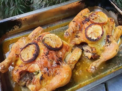 Roasted Poussin with Oregano Orange Sherry