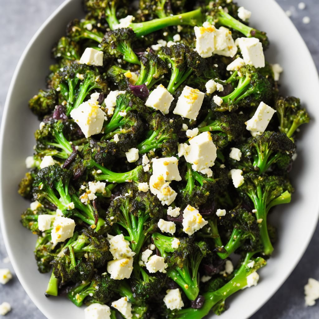 Roasted Purple Sprouting Broccoli with Feta & Preserved Lemon