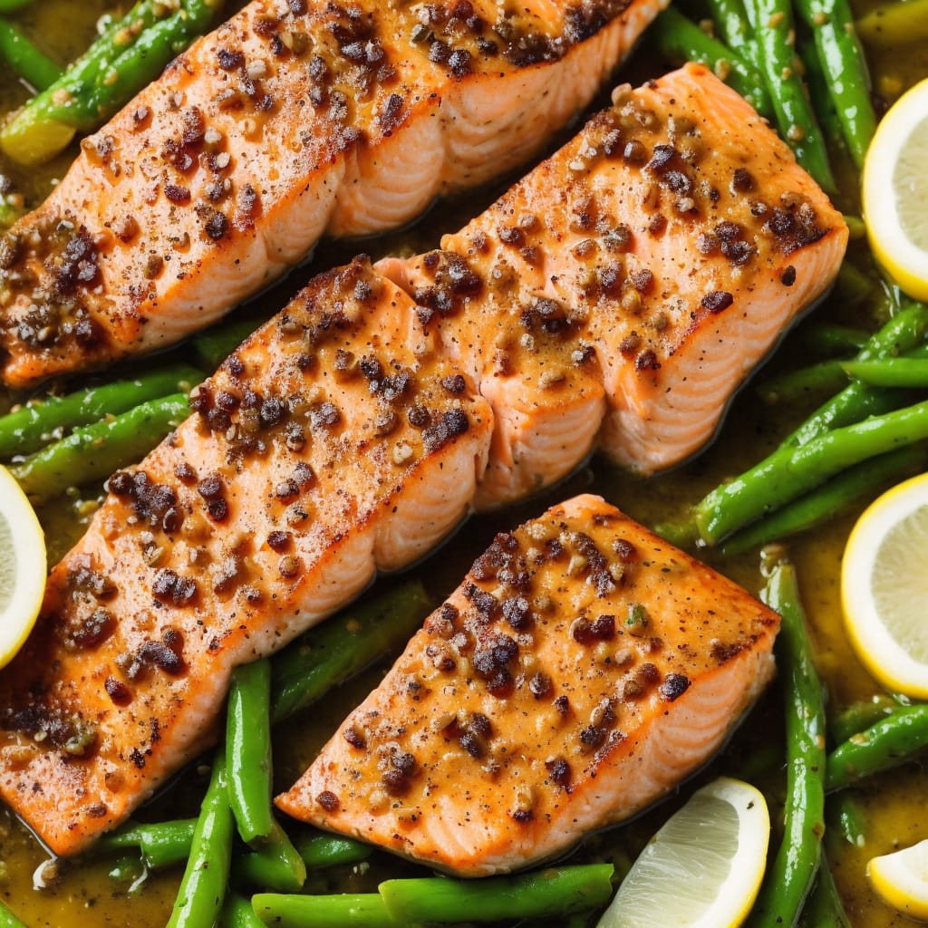 Roasted Salmon with White Wine Sauce