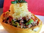 Roasted Spaghetti Squash with Ground Turkey and Vegetables