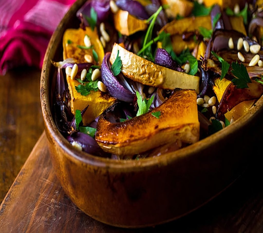 Roasted Squash & Red Onion with Pistachios