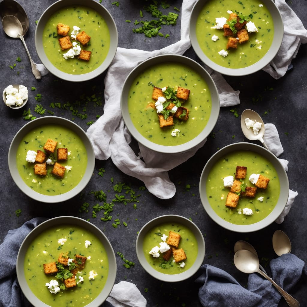 Rocket & Courgette Soup with Goat's Cheese Croutons