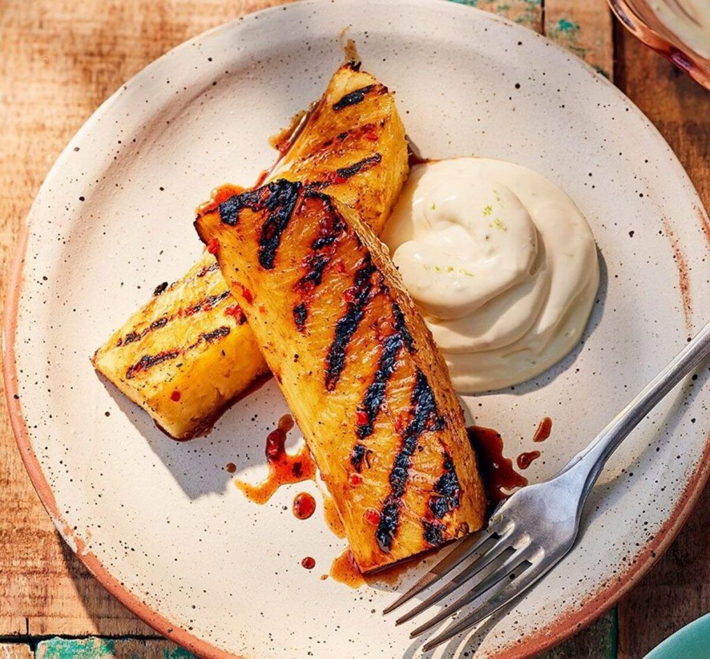 Rum-Glazed Grilled Pineapple with Lime Crème Fraîche