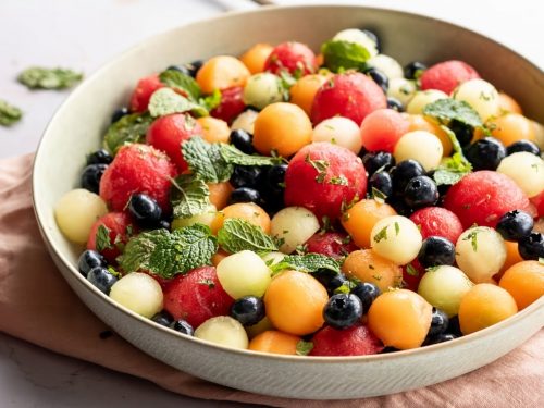 Salad of Melon & Tomatoes with Mint & Elderflower Dressing