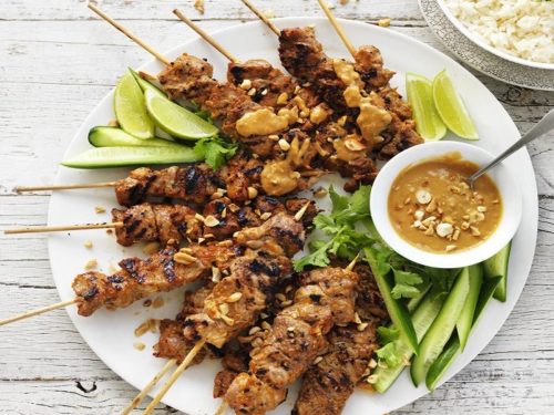 Satay Pork with Crunchy Apple Salad