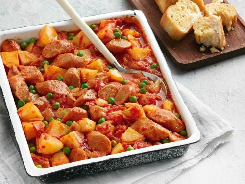 Sausage Casserole with Garlic Toasts