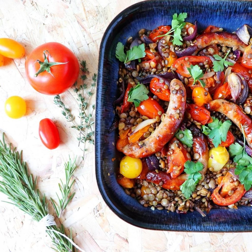 Sausage, Roasted Veg & Puy Lentil One-Pot