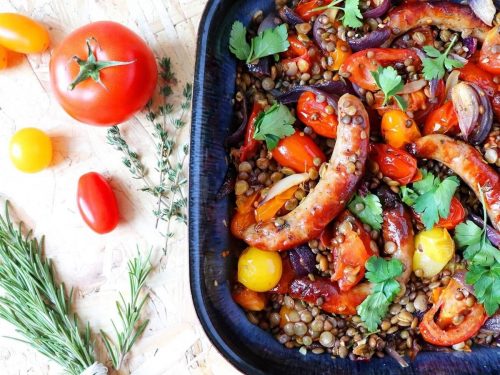 Sausage, Roasted Veg & Puy Lentil One-Pot