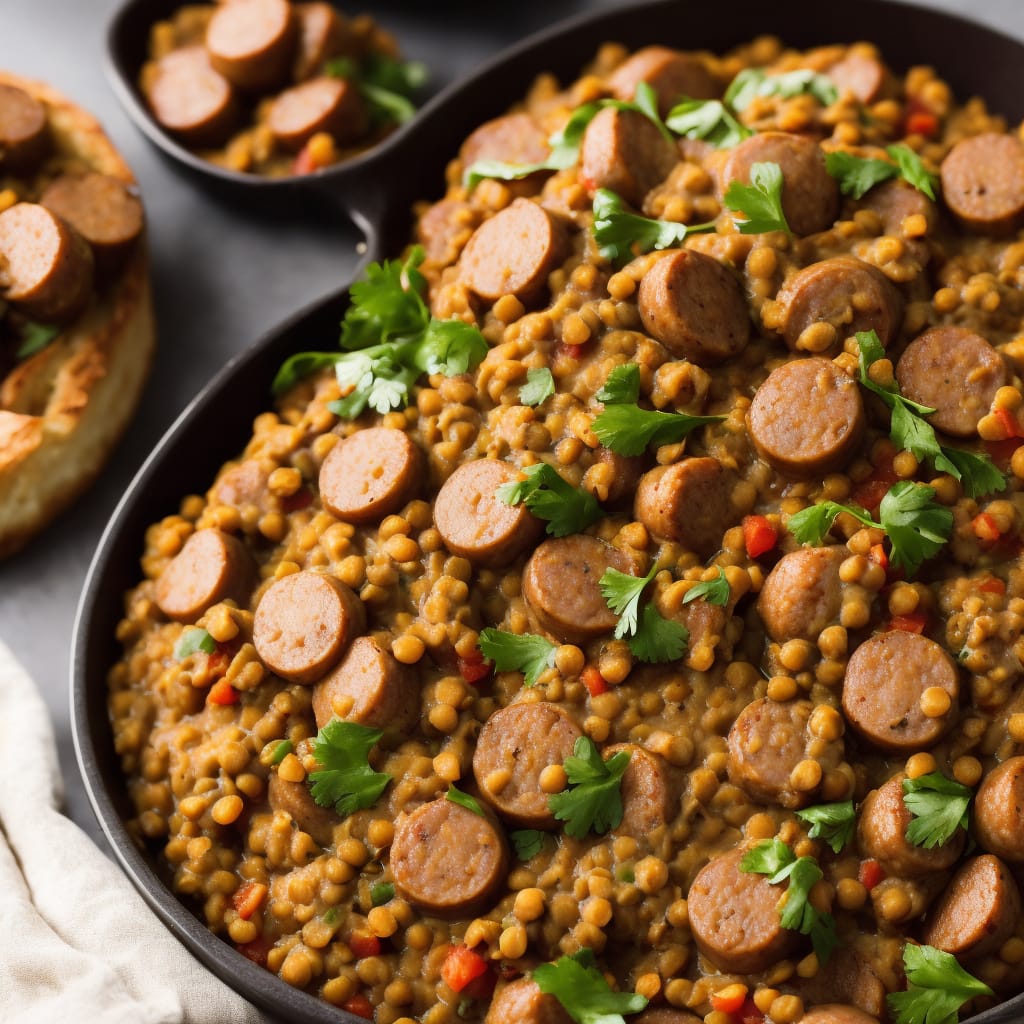 Sausages with Creamy Lentils