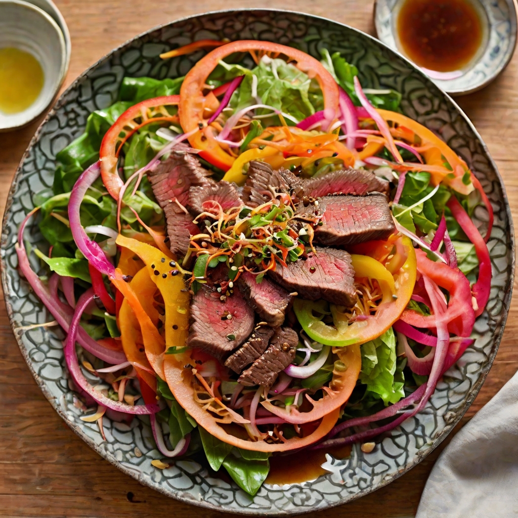 Seared Beef & Papaya Salad with Tamarind Soy Dressing