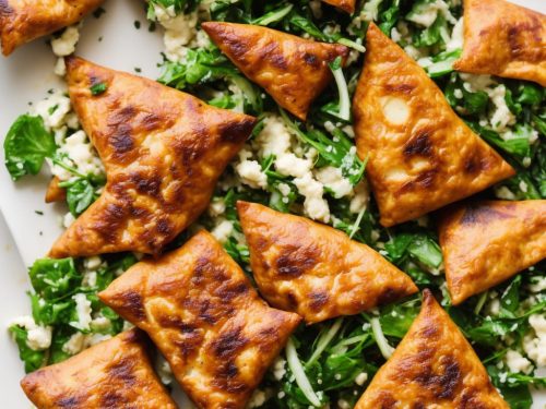 Sesame Halloumi Parcels with Sweet Potato Tahini Mash & Chopped Herb Salad