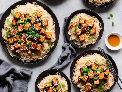 Sesame & honey tofu with rice noodles