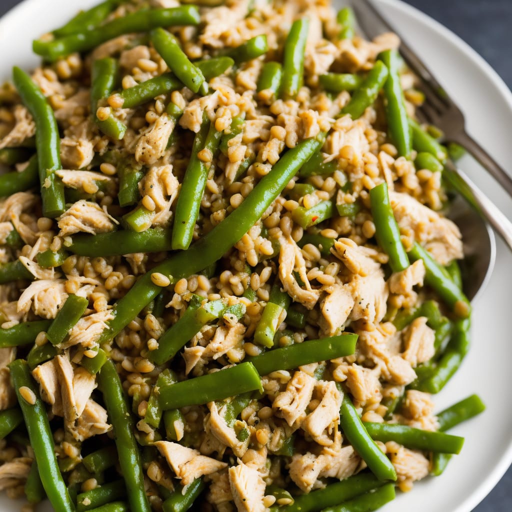 Shredded Chicken, Green Bean & Barley Salad with Paprika & Lemon