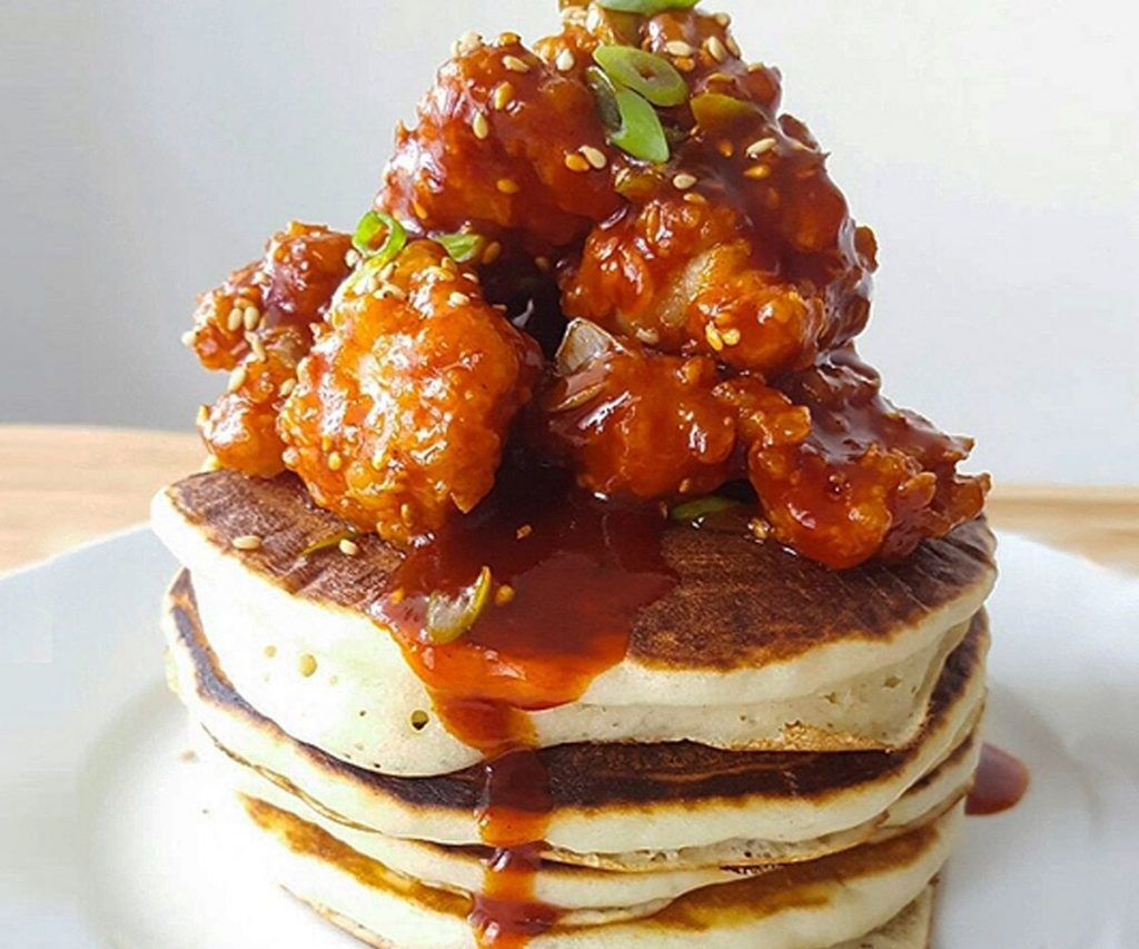 Shredded Sesame Chicken Pancakes with Spiced Plum Sauce